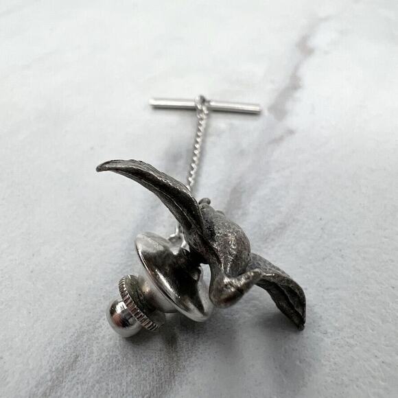 Silver Tone Flying Bird Lapel Tie Tack Pin - Picture 5 of 8
